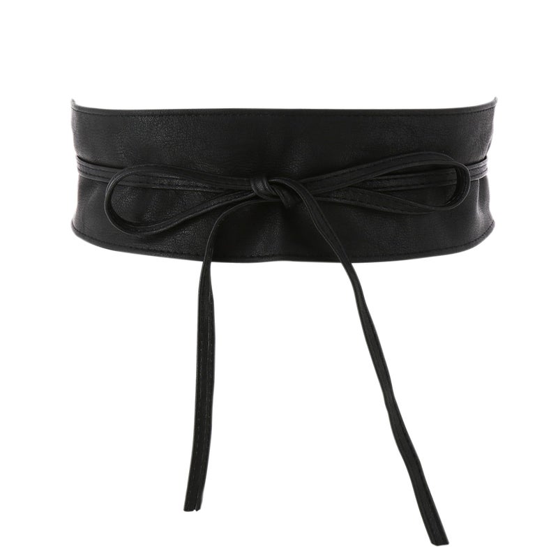 FASHIONGEN Obi Belt for Women â€“ Wide Waist Belt in Faux Leather, MICA - Black, 2XL - Image 1